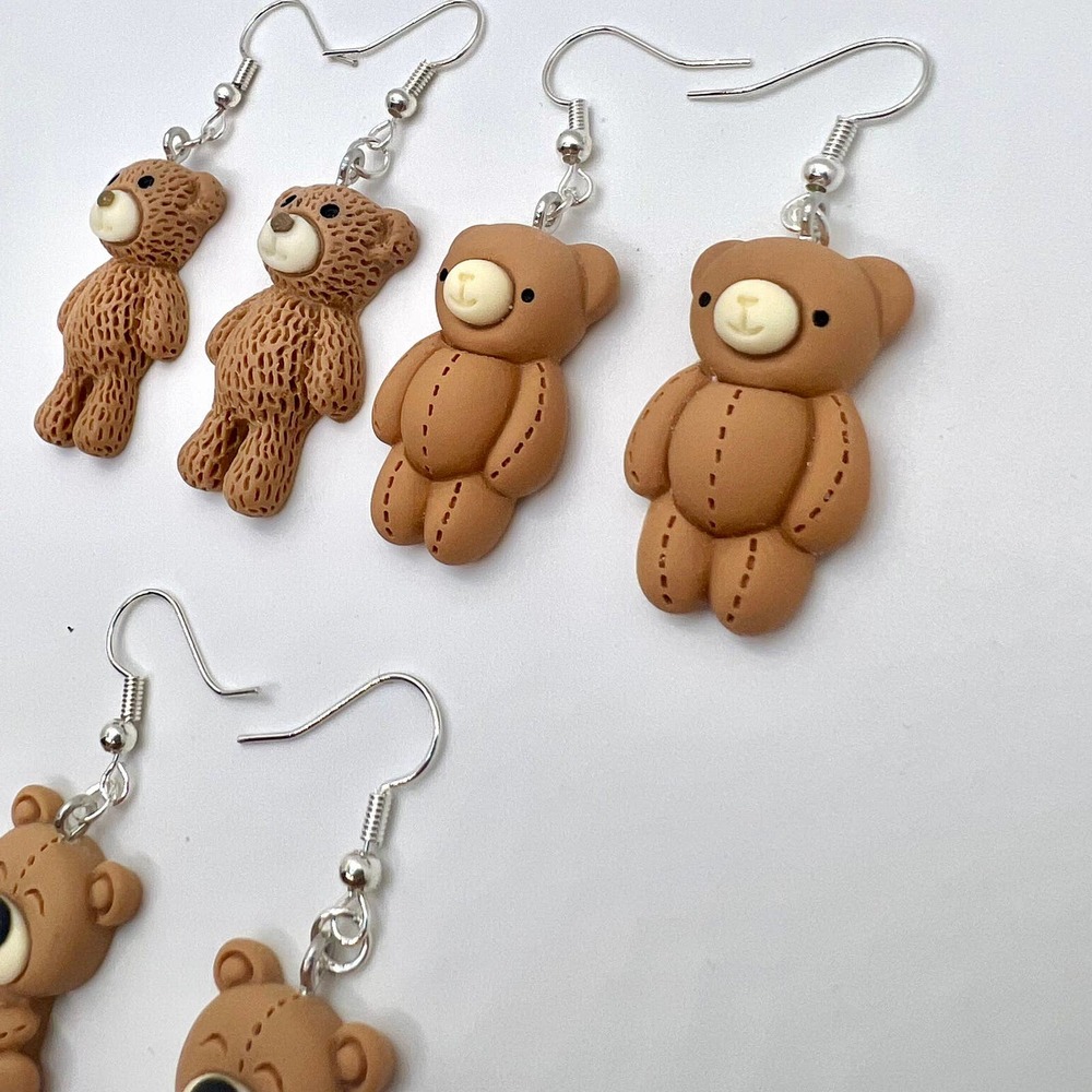 Teddy Bear Earrings - Baby Shower Earrings - Gender Reveal Earrings - DDLG - Picture 2 of 10